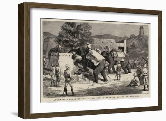 Afghanistan, Fortifying a Position, Elephants Razing Outbuildings-Harry Hamilton Johnston-Framed Giclee Print