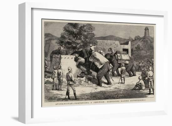Afghanistan, Fortifying a Position, Elephants Razing Outbuildings-Harry Hamilton Johnston-Framed Giclee Print