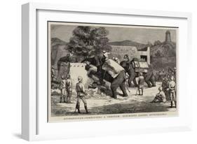 Afghanistan, Fortifying a Position, Elephants Razing Outbuildings-Harry Hamilton Johnston-Framed Giclee Print