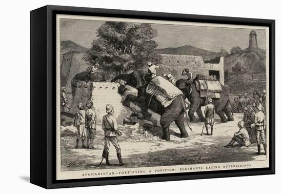 Afghanistan, Fortifying a Position, Elephants Razing Outbuildings-Harry Hamilton Johnston-Framed Stretched Canvas