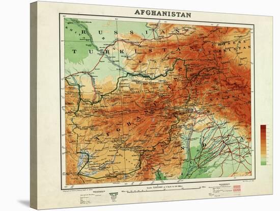 Afghanistan - Panoramic Map - Afghanistan-Lantern Press-Stretched Canvas