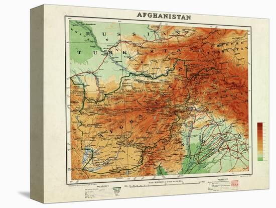 Afghanistan - Panoramic Map - Afghanistan-Lantern Press-Stretched Canvas
