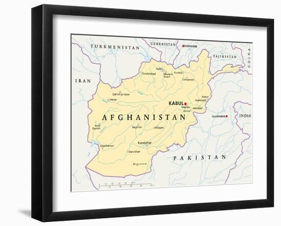 Afghanistan Political Map-Peter Hermes Furian-Framed Art Print