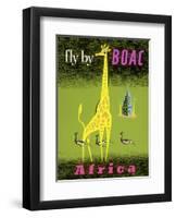 Africa - African Giraffe and Gazelles - Fly by BOAC-Laban-Framed Art Print