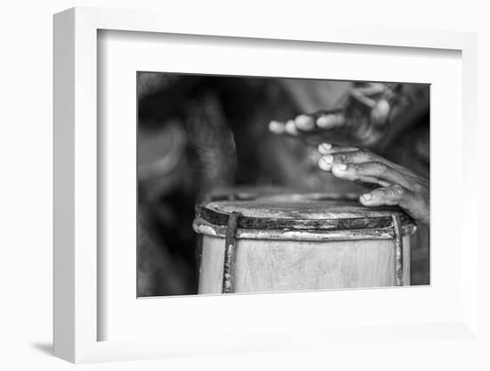 Africa, Benin, Porto Novo, Ajara. A drum player-Catherina Unger-Framed Photographic Print