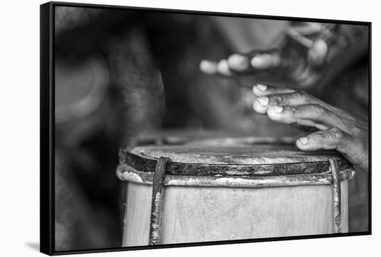 Africa, Benin, Porto Novo, Ajara. A drum player-Catherina Unger-Framed Stretched Canvas