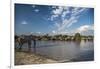 Africa, Botswana, Chobe National Park. Elephant herd in water.-Jaynes Gallery-Framed Photographic Print