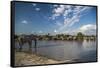 Africa, Botswana, Chobe National Park. Elephant herd in water.-Jaynes Gallery-Framed Stretched Canvas