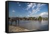 Africa, Botswana, Chobe National Park. Elephant herd in water.-Jaynes Gallery-Framed Stretched Canvas