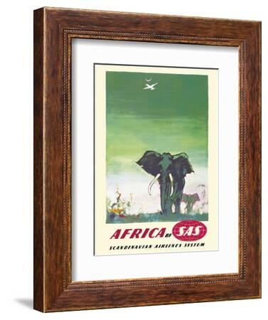 Africa Elephants SAS Airline Vintage Airline Travel Art Poster Print 