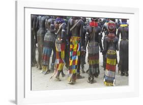 Africa, Ethiopia, Southern Omo Valley. Nyangatom women wear long leather skirts with beadwork.-Ellen Goff-Framed Photographic Print