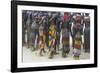 Africa, Ethiopia, Southern Omo Valley. Nyangatom women wear long leather skirts with beadwork.-Ellen Goff-Framed Photographic Print