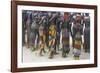 Africa, Ethiopia, Southern Omo Valley. Nyangatom women wear long leather skirts with beadwork.-Ellen Goff-Framed Photographic Print