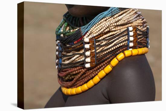 Africa, Ethiopia, Southern Omo Valley, Nyangton Tribe. Detail of a Nyangton woman's necklace.-Ellen Goff-Stretched Canvas