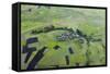 Africa, Ethiopian Highlands, Western Amhara. Aerial View of Village and Fields-Ellen Goff-Framed Stretched Canvas