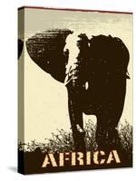 Africa Image With Elephant Silhouette-Phase4Photography-Stretched Canvas