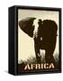 Africa Image With Elephant Silhouette-Phase4Photography-Framed Stretched Canvas