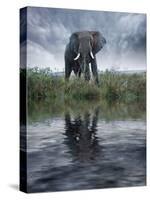 Africa, Kenya, Masai Mara Game Reserve. Composite of Elephant Reflecting in Water-Jaynes Gallery-Stretched Canvas