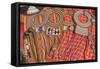 Africa, Kenya, Masai Mara National Reserve, Masai tribal jewelry and ornamentation.-Emily Wilson-Framed Stretched Canvas