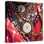 Africa, Kenya, Masai Mara National Reserve. Masai tribal jewelry and ornamentation.-Emily Wilson-Stretched Canvas