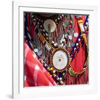 Africa, Kenya, Masai Mara National Reserve. Masai tribal jewelry and ornamentation.-Emily Wilson-Framed Photographic Print