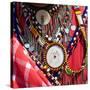 Africa, Kenya, Masai Mara National Reserve. Masai tribal jewelry and ornamentation.-Emily Wilson-Stretched Canvas