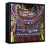 Africa, Kenya, Masai Mara National Reserve. Masai tribal jewelry and ornamentation.-Emily Wilson-Framed Stretched Canvas