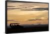 Africa, Kenya, Northern Serengeti Plains, Maasai Mara. Mara sunrise with safari jeep silhouette.-Cindy Miller Hopkins-Framed Stretched Canvas