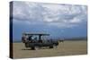 Africa, Kenya, Ol Pejeta Conservancy. Safari jeep with Southern white rhinoceros-Cindy Miller Hopkins-Stretched Canvas