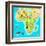 Africa Mainland Cartoon Map with Local Fauna. Cute African Animals Flat Vector. Savannah Predator.-robuart-Framed Art Print