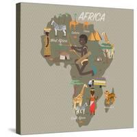 Africa Map and Travel Eps 10 Format-Sajja-Stretched Canvas