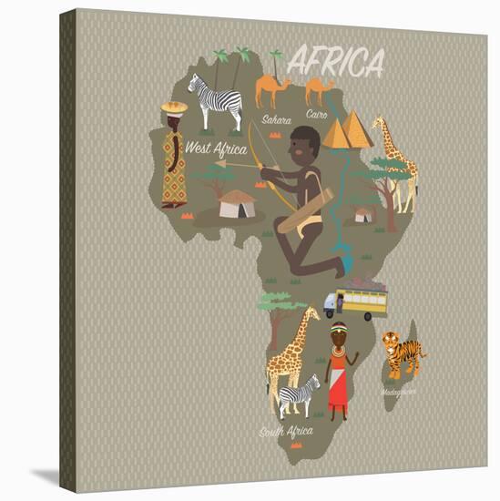 Africa Map and Travel Eps 10 Format-Sajja-Stretched Canvas