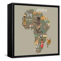 Africa Map and Travel Eps 10 Format-Sajja-Framed Stretched Canvas