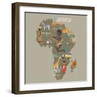 Africa Map and Travel Eps 10 Format-Sajja-Framed Art Print