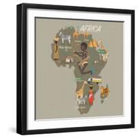 Africa Map and Travel Eps 10 Format-Sajja-Framed Art Print