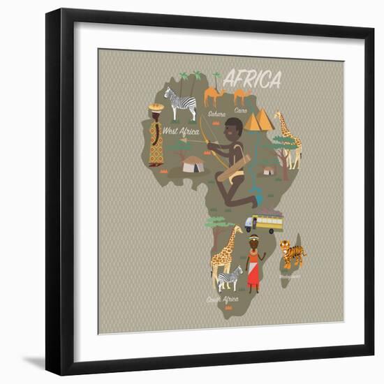 Africa Map and Travel Eps 10 Format-Sajja-Framed Art Print