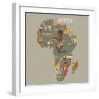 Africa Map and Travel Eps 10 Format-Sajja-Framed Art Print