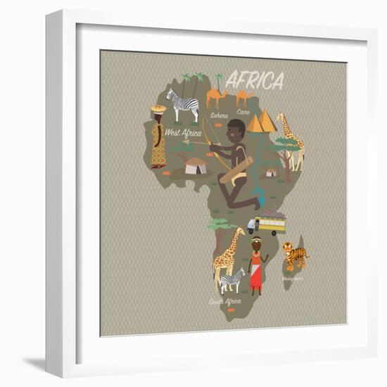 Africa Map and Travel Eps 10 Format-Sajja-Framed Art Print