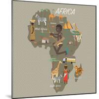Africa Map and Travel Eps 10 Format-Sajja-Mounted Art Print