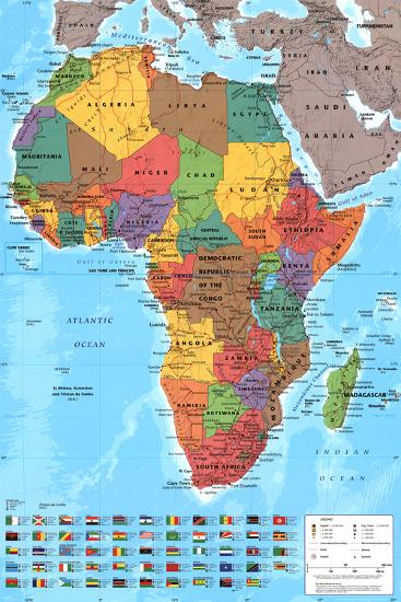Africa Map Reference Poster-null-Lamina Framed Poster