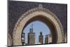 Africa, Morocco, Fes. an Arch with Classic Moorish Decor Frames Two Minarets-Brenda Tharp-Mounted Photographic Print