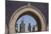 Africa, Morocco, Fes. an Arch with Classic Moorish Decor Frames Two Minarets-Brenda Tharp-Mounted Photographic Print