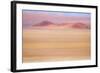Africa, Namibia. Heat Distorts Grassy Plain and Red Sand Dunes-Jaynes Gallery-Framed Photographic Print