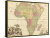 Africa - Panoramic Map - Africa-Lantern Press-Framed Stretched Canvas