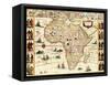 Africa - Panoramic Map - Africa-Lantern Press-Framed Stretched Canvas