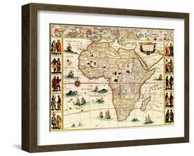 Africa - Panoramic Map - Africa-Lantern Press-Framed Art Print