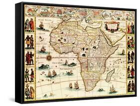 Africa - Panoramic Map - Africa-Lantern Press-Framed Stretched Canvas