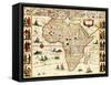 Africa - Panoramic Map - Africa-Lantern Press-Framed Stretched Canvas