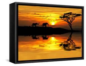 Africa Parading along the Lake-kesipun-Framed Stretched Canvas