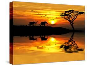 Africa Parading along the Lake-kesipun-Stretched Canvas